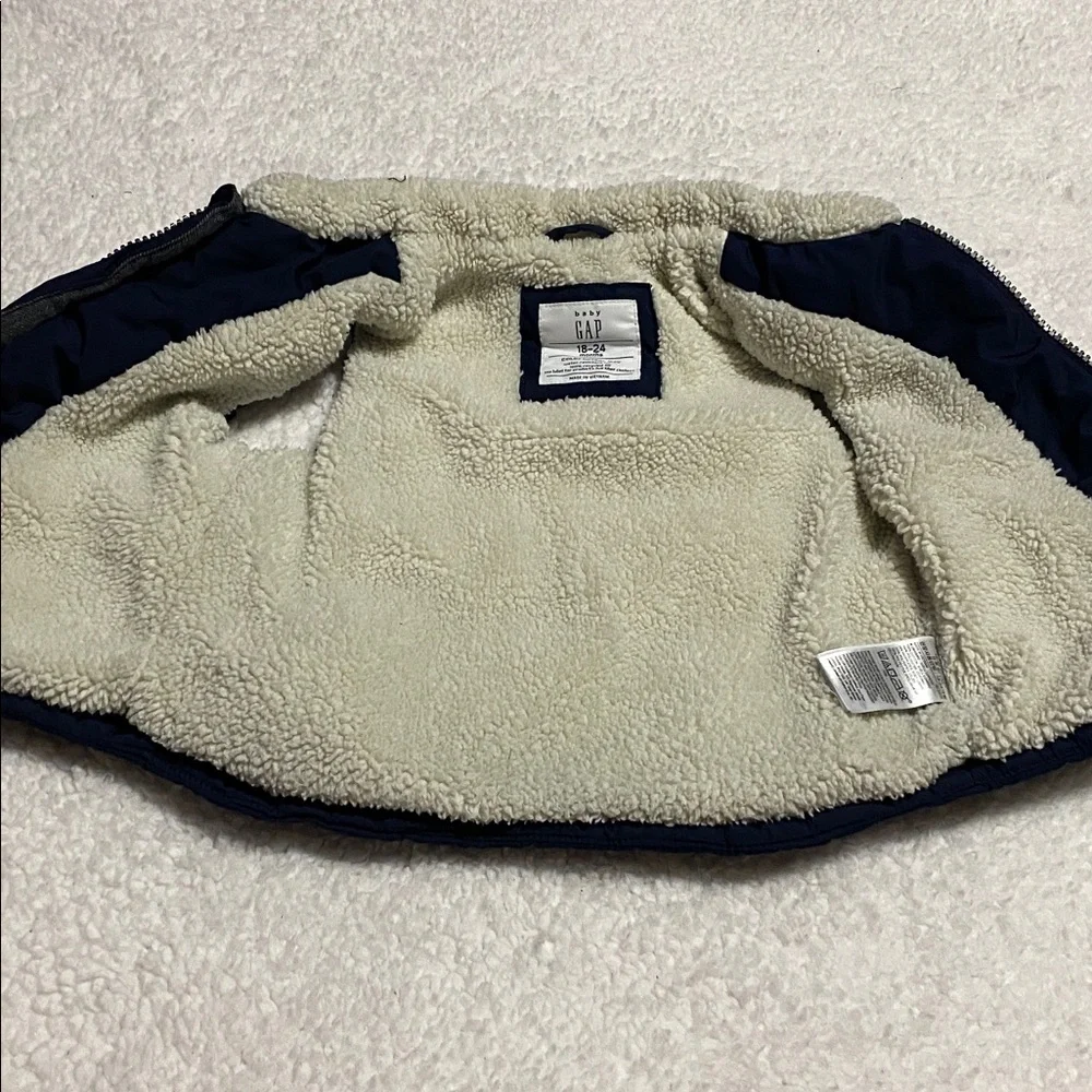 BABY GAP boys Sz 18mo - 24mo puffer vest navy / grey waterproof and lined ¥